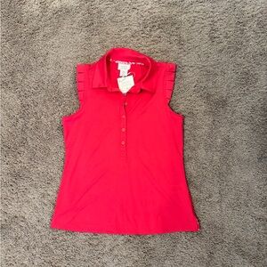 Sigrid Olsen Pink Sleeveless Blouse with Pleated Shoulders